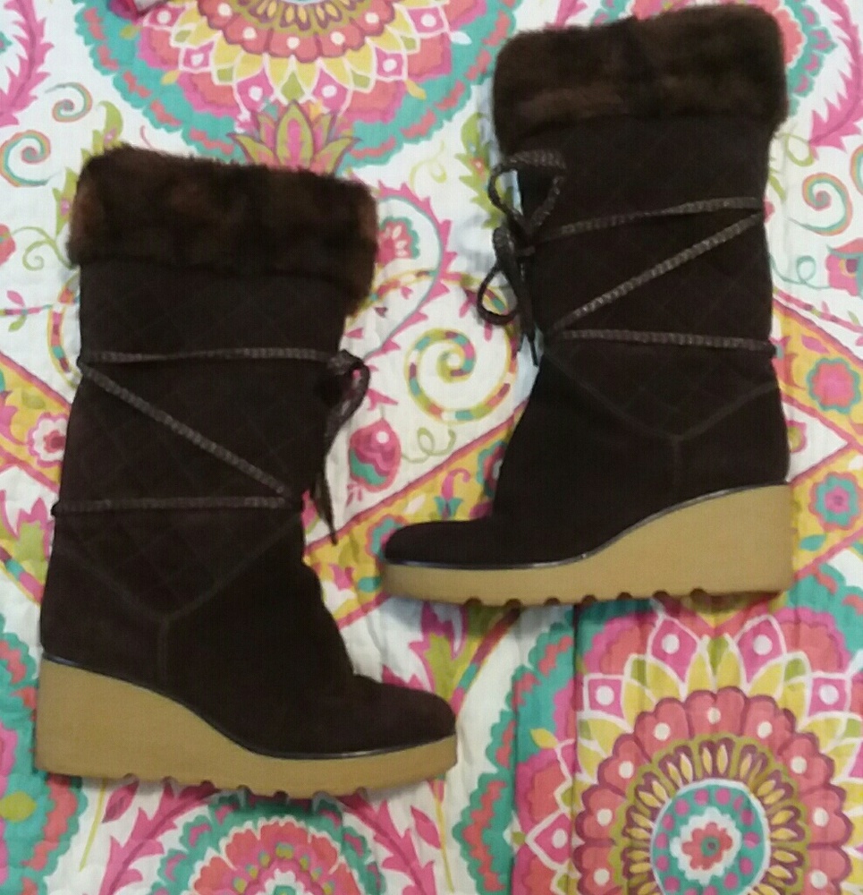 Marc Jacobs suede Brown lace up boots wedge boots